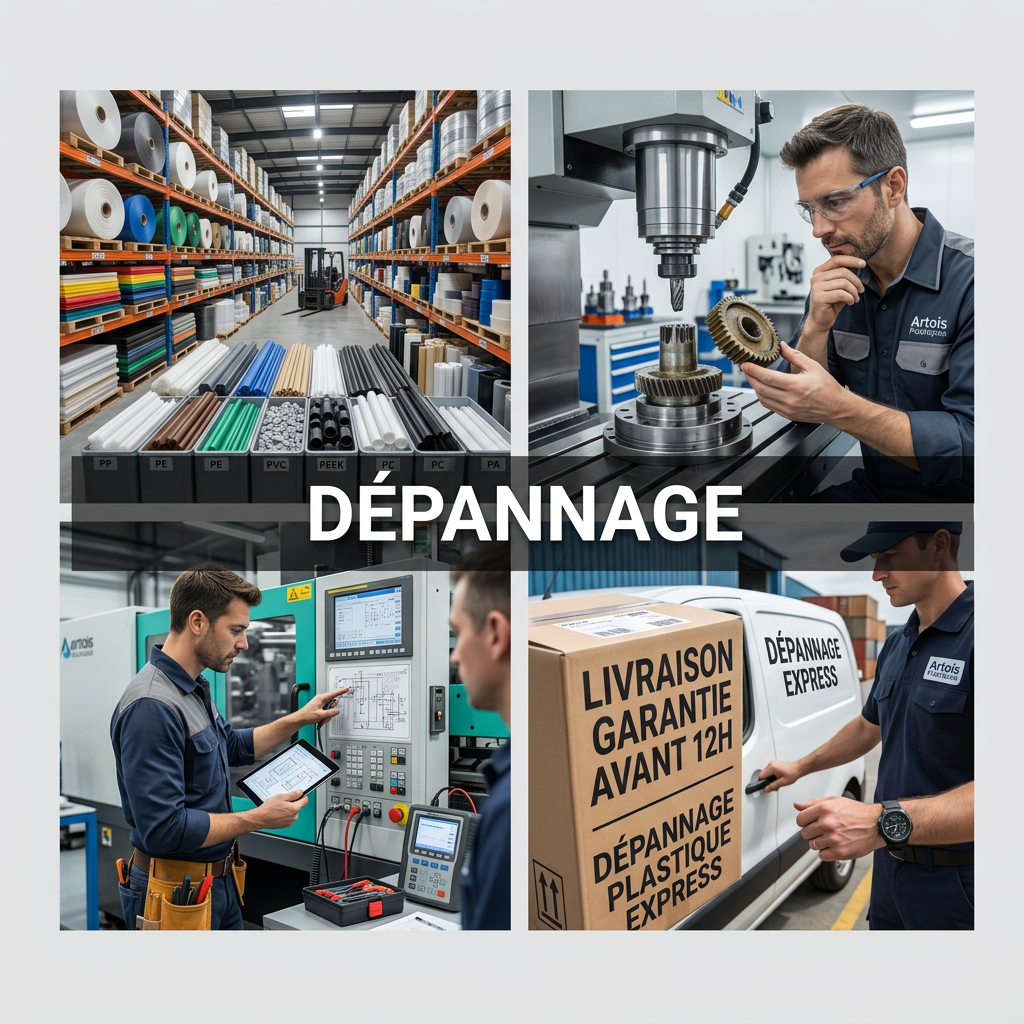 Service de dépannage plastique industriel avec usinage sur mesure et livraison express par Artois Plastiques